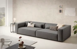 LeGer Home by Lena Gercke 3-Sitzer »PIARA XXL Struktur u. Leinenoptik, Sofa mit Kedernaht« schwarze Füße, bequemer Sitzkomfort, extra tiefe Sitzfläche