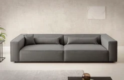 LeGer Home by Lena Gercke 3-Sitzer »PIARA XXL Struktur u. Leinenoptik, Sofa mit Kedernaht« schwarze Füße, bequemer Sitzkomfort, extra tiefe Sitzfläche