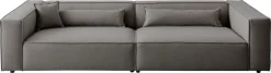 LeGer Home by Lena Gercke 3-Sitzer »PIARA XXL Struktur u. Leinenoptik, Sofa mit Kedernaht« schwarze Füße, bequemer Sitzkomfort, extra tiefe Sitzfläche