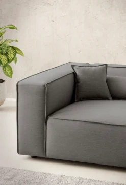 LeGer Home by Lena Gercke 3-Sitzer »PIARA XXL Struktur u. Leinenoptik, Sofa mit Kedernaht« schwarze Füße, bequemer Sitzkomfort, extra tiefe Sitzfläche