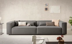 LeGer Home by Lena Gercke 3-Sitzer »PIARA XXL Struktur u. Leinenoptik, Sofa mit Kedernaht« schwarze Füße, bequemer Sitzkomfort, extra tiefe Sitzfläche