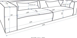 LeGer Home by Lena Gercke 3-Sitzer »PIARA XXL Struktur u. Leinenoptik, Sofa mit Kedernaht« schwarze Füße, bequemer Sitzkomfort, extra tiefe Sitzfläche