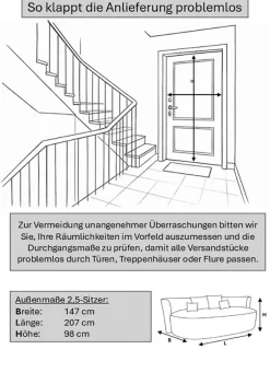 LeGer Home by Lena Gercke 2,5-Sitzer »ISALIE Cord, rundes Loungesofa, mit Kissen, perfekt gepolstert« moderne Stoffe, mit 4 Zierkissen, extra große Sitzfläche