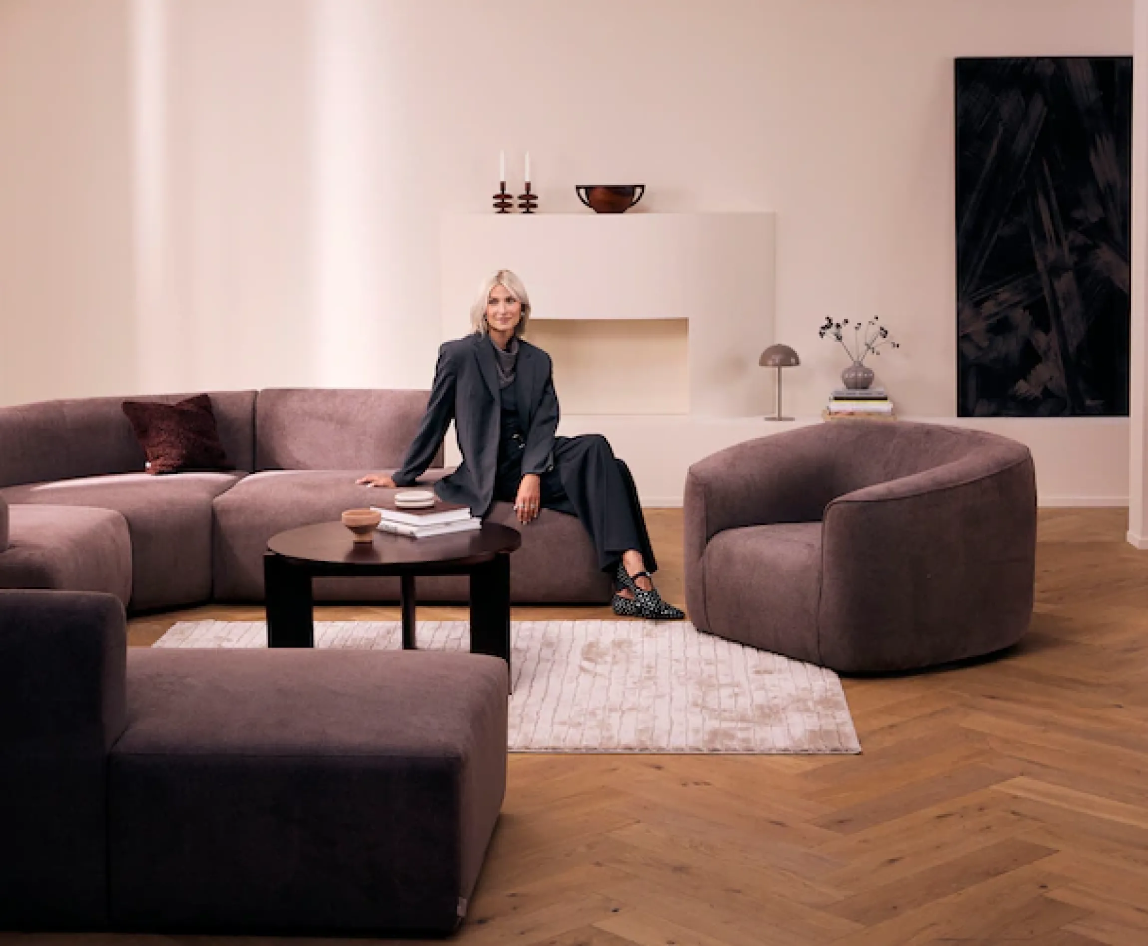 LeGer Home by Lena Gercke Sofa-Eckelement »LYZA mit gerundeter Rückenlehne, Maße B/T/H: 122/104/74 cm« als Modul oder separat verwendbar, für individuelle Zusammenstellung