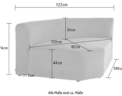 LeGer Home by Lena Gercke Sofa-Eckelement »LYZA mit gerundeter Rückenlehne, Maße B/T/H: 122/104/74 cm« als Modul oder separat verwendbar, für individuelle Zusammenstellung