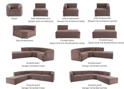 LeGer Home by Lena Gercke Sofa-Eckelement »LYZA mit gerundeter Rückenlehne, Maße B/T/H: 122/104/74 cm« als Modul oder separat verwendbar, für individuelle Zusammenstellung