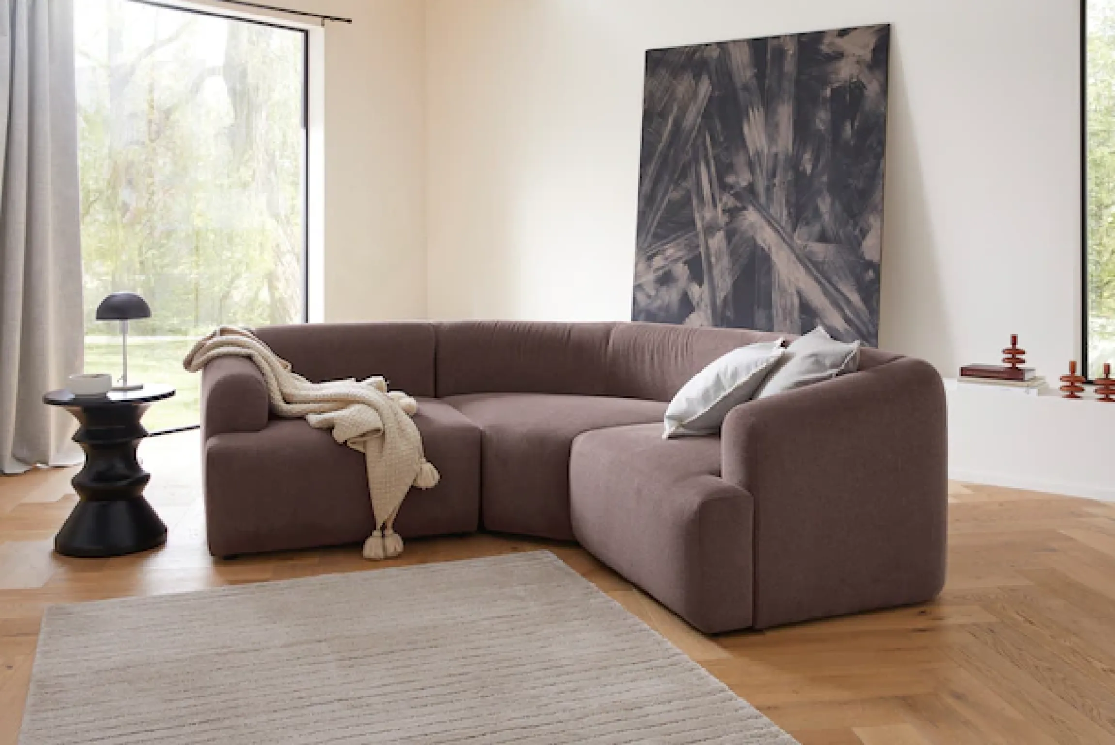 LeGer Home by Lena Gercke Sofa-Eckelement »LYZA mit gerundeter Rückenlehne, Maße B/T/H: 122/104/74 cm« als Modul oder separat verwendbar, für individuelle Zusammenstellung