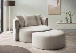 LeGer Home by Lena Gercke XXL-Sessel »ISALIE, Rundsessel mit Hocker, Lesesessel, Loveseat, Big-Sessel« Set,trendige Stoffe, 3 Zierkissen, große Sitzfläche, Cord, Samt, Bouclé