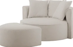 LeGer Home by Lena Gercke XXL-Sessel »ISALIE, Rundsessel mit Hocker, Lesesessel, Loveseat, Big-Sessel« Set,trendige Stoffe, 3 Zierkissen, große Sitzfläche, Cord, Samt, Bouclé