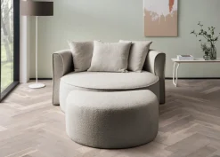 LeGer Home by Lena Gercke XXL-Sessel »ISALIE, Rundsessel mit Hocker, Lesesessel, Loveseat, Big-Sessel« Set,trendige Stoffe, 3 Zierkissen, große Sitzfläche, Cord, Samt, Bouclé