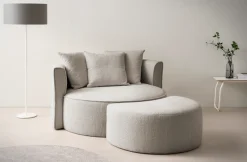 LeGer Home by Lena Gercke XXL-Sessel »ISALIE, Rundsessel mit Hocker, Lesesessel, Loveseat, Big-Sessel« Set,trendige Stoffe, 3 Zierkissen, große Sitzfläche, Cord, Samt, Bouclé