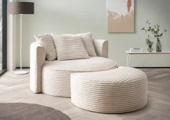 LeGer Home by Lena Gercke XXL-Sessel »ISALIE Cord, Rundsessel mit Hocker, Lesesessel, Loveseat, Big-Sessel« Set,trendige Bezugsstoffe, 3 Zierkissen, große Sitzfläche