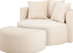 LeGer Home by Lena Gercke XXL-Sessel »ISALIE Cord, Rundsessel mit Hocker, Lesesessel, Loveseat, Big-Sessel« Set,trendige Bezugsstoffe, 3 Zierkissen, große Sitzfläche
