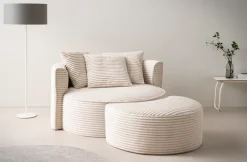 LeGer Home by Lena Gercke XXL-Sessel »ISALIE Cord, Rundsessel mit Hocker, Lesesessel, Loveseat, Big-Sessel« Set,trendige Bezugsstoffe, 3 Zierkissen, große Sitzfläche
