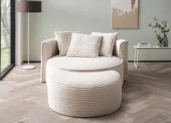 LeGer Home by Lena Gercke XXL-Sessel »ISALIE Cord, Rundsessel mit Hocker, Lesesessel, Loveseat, Big-Sessel« Set,trendige Bezugsstoffe, 3 Zierkissen, große Sitzfläche