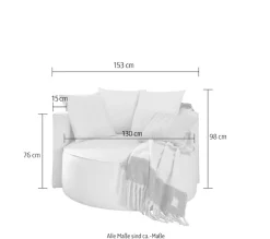LeGer Home by Lena Gercke XXL-Sessel »ISALIE Cord, Rundsessel mit Hocker, Lesesessel, Loveseat, Big-Sessel« Set,trendige Bezugsstoffe, 3 Zierkissen, große Sitzfläche