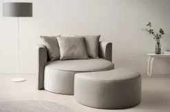 LeGer Home by Lena Gercke XXL-Sessel »ISALIE Samtoptik, Rundsessel m. Hocker, Lesesessel,Loveseat,Big-Sessel« Set,trendige Bezugsstoffe, 3 Zierkissen, große Sitzfläche
