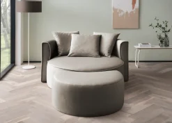 LeGer Home by Lena Gercke XXL-Sessel »ISALIE Samtoptik, Rundsessel m. Hocker, Lesesessel,Loveseat,Big-Sessel« Set,trendige Bezugsstoffe, 3 Zierkissen, große Sitzfläche