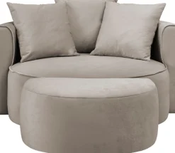 LeGer Home by Lena Gercke XXL-Sessel »ISALIE Samtoptik, Rundsessel m. Hocker, Lesesessel,Loveseat,Big-Sessel« Set,trendige Bezugsstoffe, 3 Zierkissen, große Sitzfläche