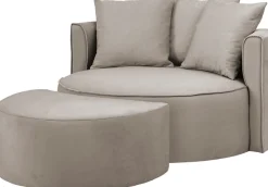 LeGer Home by Lena Gercke XXL-Sessel »ISALIE Samtoptik, Rundsessel m. Hocker, Lesesessel,Loveseat,Big-Sessel« Set,trendige Bezugsstoffe, 3 Zierkissen, große Sitzfläche