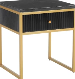 Leonique Beistelltisch »Fleuriss« Keramikplatte, goldene Beine, FSC-zertifiziertes Holz, Breite 50 cm