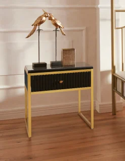 Leonique Beistelltisch »Fleuriss« Keramikplatte, goldene Beine, FSC-zertifiziertes Holz, Breite 50 cm