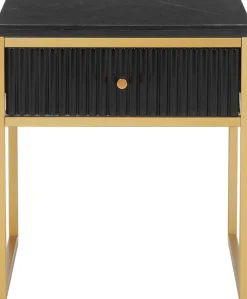 Leonique Beistelltisch »Fleuriss« Keramikplatte, goldene Beine, FSC-zertifiziertes Holz, Breite 50 cm
