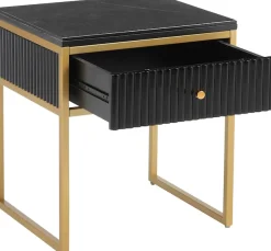 Leonique Beistelltisch »Fleuriss« Keramikplatte, goldene Beine, FSC-zertifiziertes Holz, Breite 50 cm