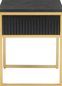 Leonique Beistelltisch »Fleuriss« Keramikplatte, goldene Beine, FSC-zertifiziertes Holz, Breite 50 cm