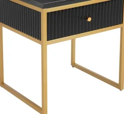 Leonique Beistelltisch »Fleuriss« Keramikplatte, goldene Beine, FSC-zertifiziertes Holz, Breite 50 cm