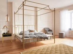 Leonique Beistelltisch »Fleuriss« Keramikplatte, goldene Beine, FSC-zertifiziertes Holz, Breite 50 cm