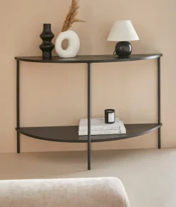Leonique Couchtisch »Fleuriss« aus massivem Eschenholzfurnier, pulverbeschichtetes Metallgestell