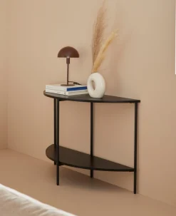 Leonique Couchtisch »Fleuriss« aus massivem Eschenholzfurnier, pulverbeschichtetes Metallgestell