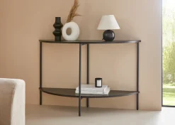 Leonique Couchtisch »Fleuriss« aus massivem Eschenholzfurnier, pulverbeschichtetes Metallgestell