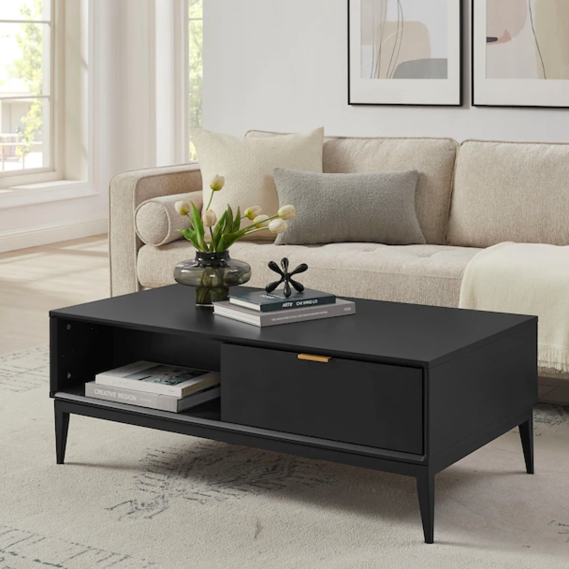 Leonique Couchtisch »Lavisha« Eisengestell und FSC-zertifiziertes Holz, Breite 110 cm