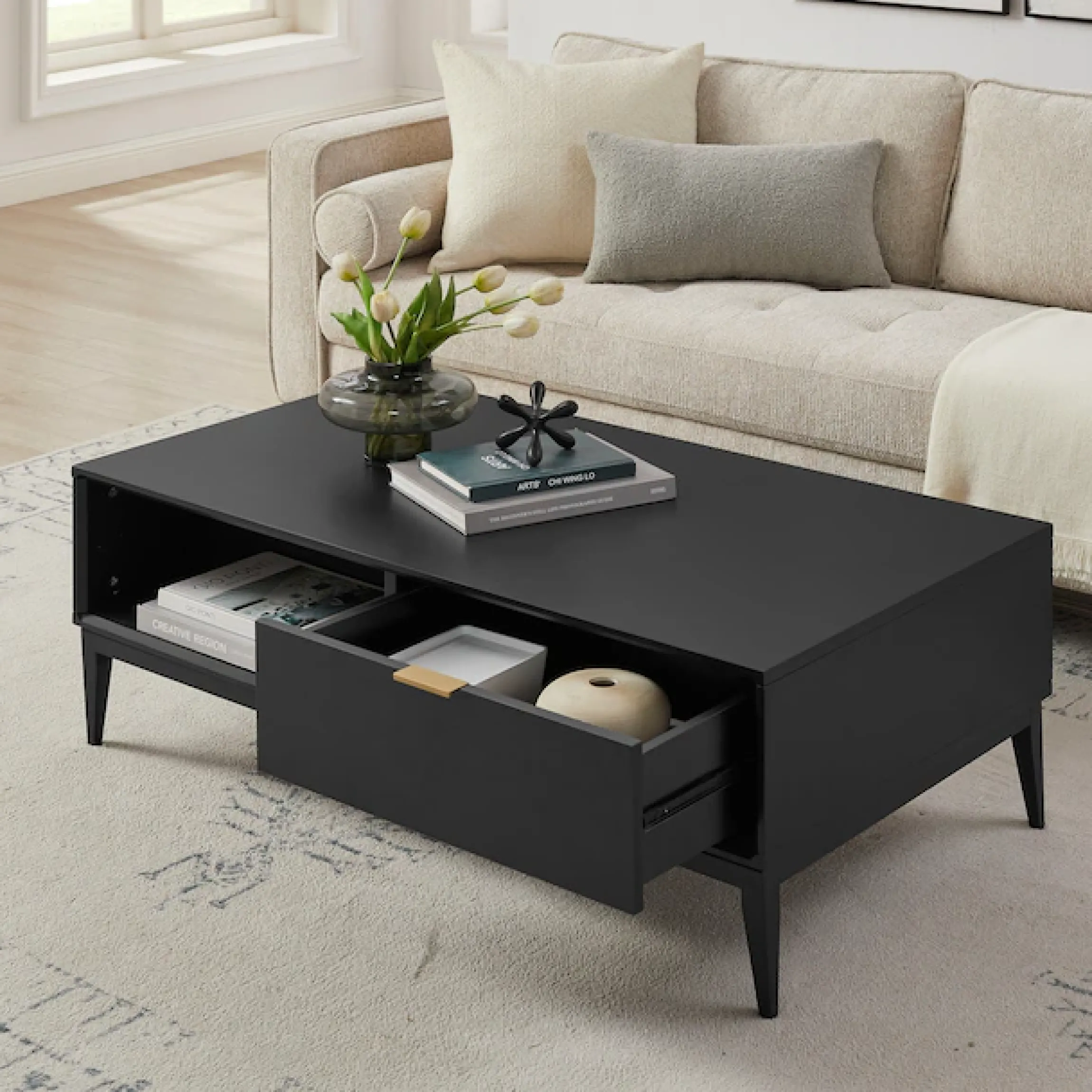 Leonique Couchtisch »Lavisha« Eisengestell und FSC-zertifiziertes Holz, Breite 110 cm