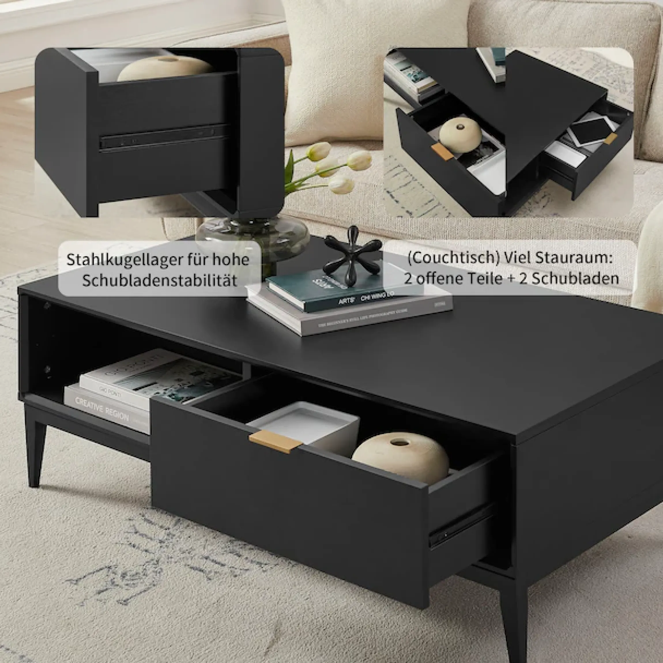 Leonique Couchtisch »Lavisha« Eisengestell und FSC-zertifiziertes Holz, Breite 110 cm