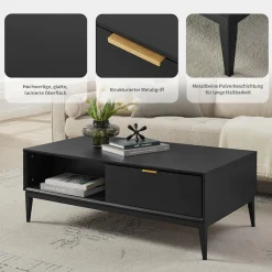 Leonique Couchtisch »Lavisha« Eisengestell und FSC-zertifiziertes Holz, Breite 110 cm