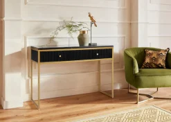 Leonique Konsolentisch »Fleuriss« Keramikplatte, goldene Beine, FSC-zertifiziertes Holz, Breite 110 cm