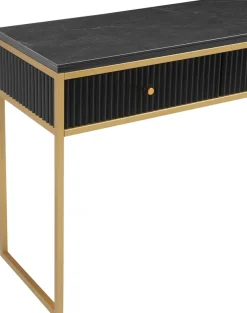 Leonique Konsolentisch »Fleuriss« Keramikplatte, goldene Beine, FSC-zertifiziertes Holz, Breite 110 cm