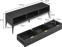 Leonique TV-Board »Lavisha« FSC-zertifiziertes Holz kombiniert Melamin, verchromte Metallgriffen