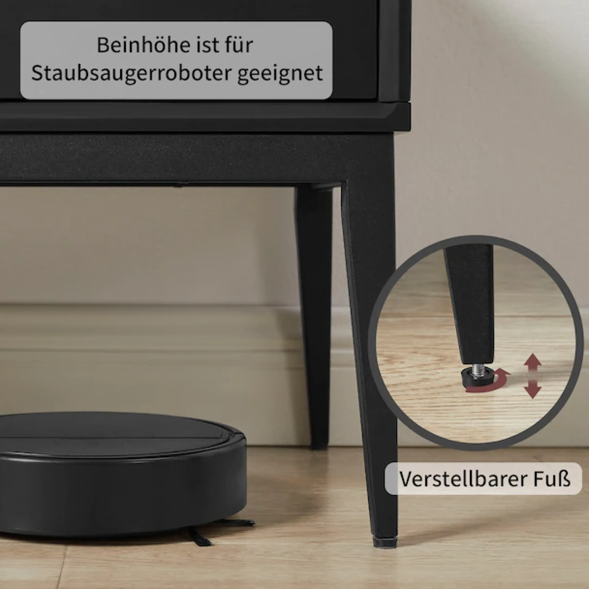 Leonique TV-Board »Lavisha« FSC-zertifiziertes Holz kombiniert Melamin, verchromte Metallgriffen