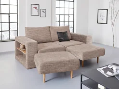 LOOKS by Wolfgang Joop 3-Sitzer »Looksvb« Verwandlungssofa: aus Sofa wird Sofa mit 2 Hockern, mit Regalfunktion