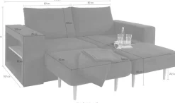 LOOKS by Wolfgang Joop 3-Sitzer »Looksvb« Verwandlungssofa: aus Sofa wird Sofa mit 2 Hockern, mit Regalfunktion