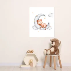 Lüttenhütt Bild mit Rahmen »oder Poster, Schlafender Affe auf Mond mit Sternen« Affen | Affenbilder | Fantasy | Tiere 1 Stk. tlg. HD Premium Druck