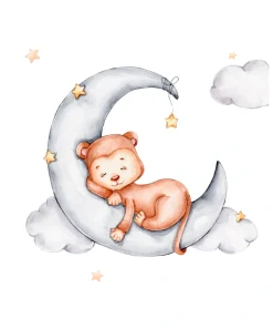 Lüttenhütt Bild mit Rahmen »oder Poster, Schlafender Affe auf Mond mit Sternen« Affen | Affenbilder | Fantasy | Tiere 1 Stk. tlg. HD Premium Druck