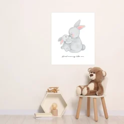 Lüttenhütt Bild mit Rahmen »oder Poster, Großer Hase und Hasenkind« Fantasy | Liebessprüche | Schriftzug | Tiere 1 Stk. tlg. HD Premium Druck