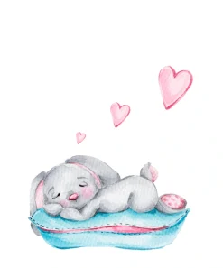 Lüttenhütt Bild mit Rahmen »oder Poster, Schlafender Hase mit Herzen« Fantasy | Herz | Herzen | Tiere 1 Stk. tlg. HD Premium Druck
