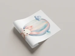 Lüttenhütt Bild mit Rahmen »oder Poster, Hase im Heißluftballon am Himmel« Ballonfahren | Fantasy | Heißluftballon | Tiere 1 Stk. tlg. HD Premium Druck