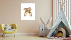 Lüttenhütt Bild mit Rahmen »oder Poster, Liegendes Faultier auf Regenbogen« Fantasy | Faultier | Regenbogen | Tiere 1 Stk. tlg. HD Premium Druck